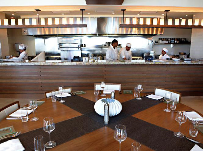 White oak exhibition kitchen at Area 31