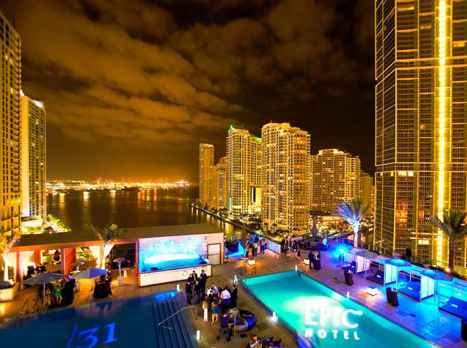 Night view from the Epic Hotel pool deck