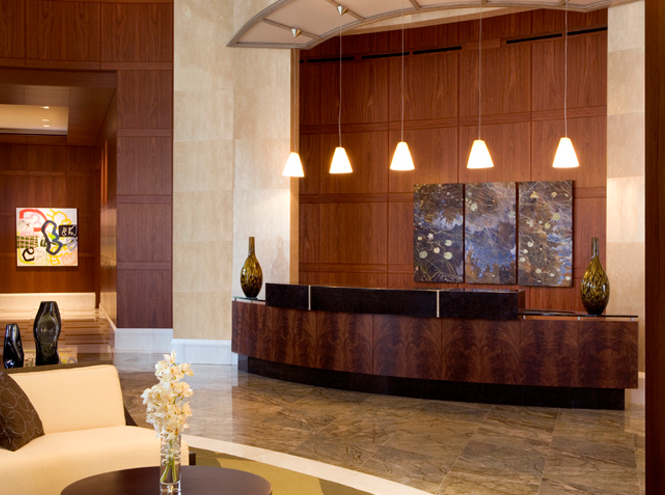 Etimoe reception desk and wall panels
